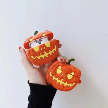 

Fashion Cute Colorful Halloween Pumpkin Soft Silicone Protective Cover Shockproof Case Skin With Lanyard for Airpods 1/2 Chargin