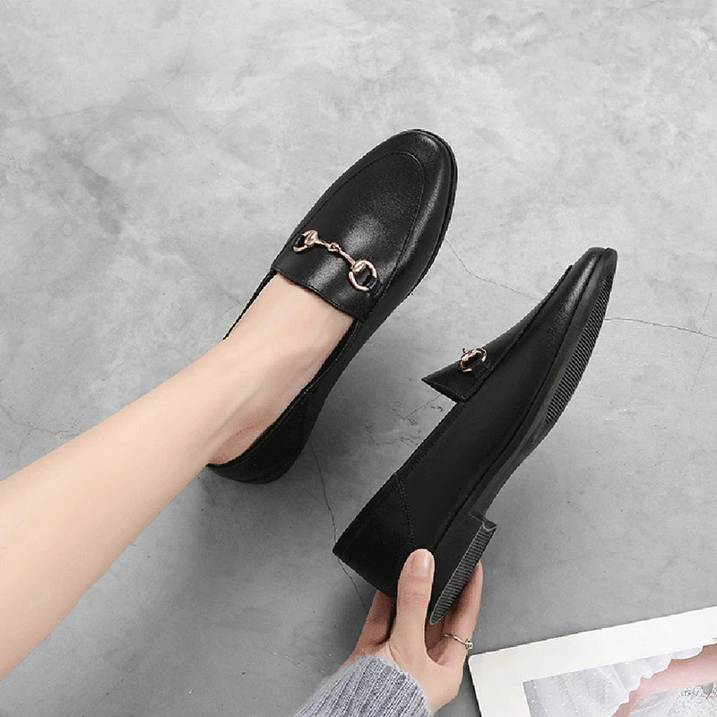 Brand Flats Women Loafers 2020 Spring Ladies Metal Decoration Fashion Female Flat Loafer For Women 932655|Women's Flats| AliExpress