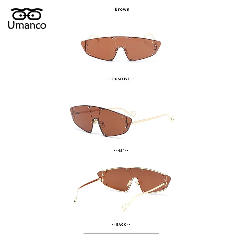 Umanco, новые трендовые большие сиамские солнцезащитные очки для женщин и мужчин, металлическая оправа, линзы переменного тока, роскошный бренд, для улицы, женские оттенки, подарки