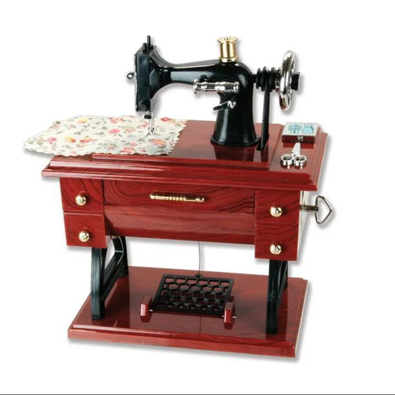 Creative Birthday Gift Retro Music Boxes Mini Sewing Machine Vintage Retro Sewing Clockwork 2