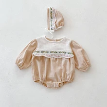 Autumn Girls Baby Bodysuits Floral Hem Infants Kids Rompers 2021 Hot Sale Children Playsuits