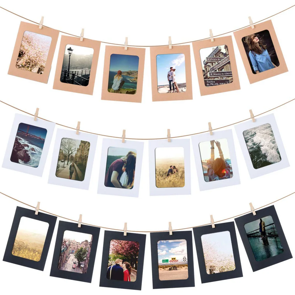 10pcs Photo Frame For Picture Wooden Photo Frame Clip Paper Picture Holder Wedding Wall Decor DIY Photo Wall Hanging Paper Frame