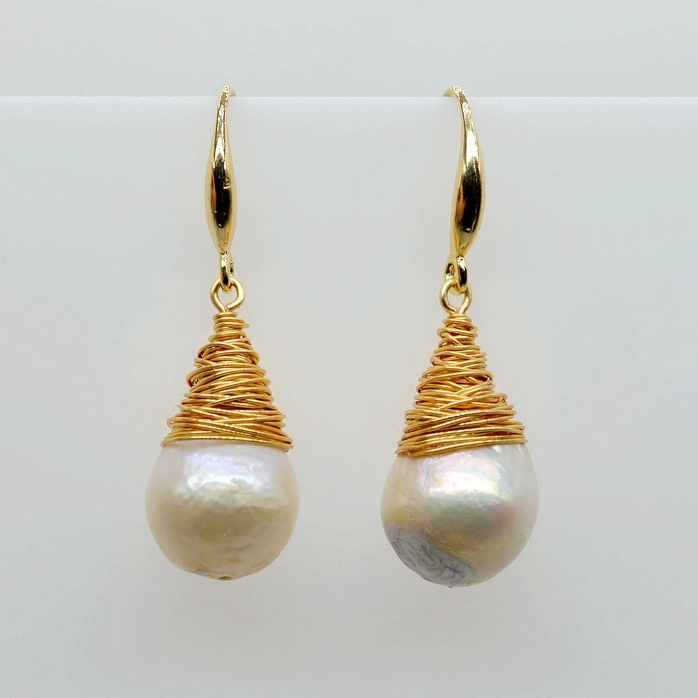 Baroque Pearl Earrings White Natural Freshwater Pearl 925 Sterling Silver Drop Earrings Handmade Large Pearl Drop Earrings Women