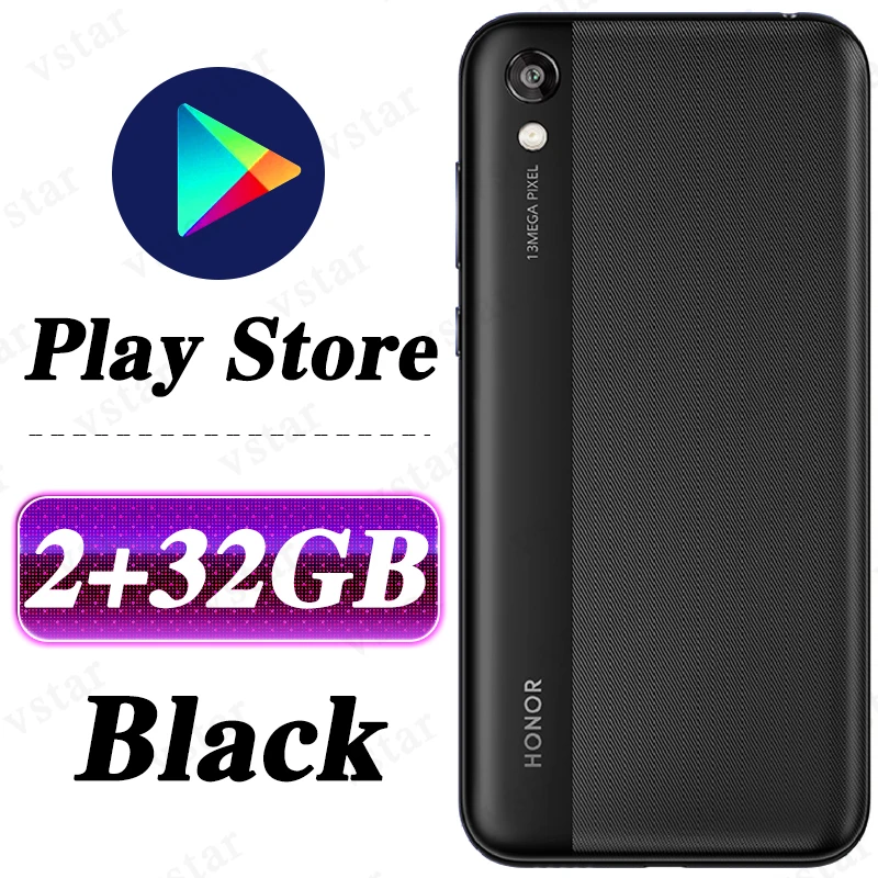 honor 8 Play, honor Play 8, смартфон, 5,71 дюймов, 2 Гб, 32 ГБ, MT6761, четыре ядра, две sim-карты, разблокировка лица, 3020 мАч - Цвет: 2G 32G Black