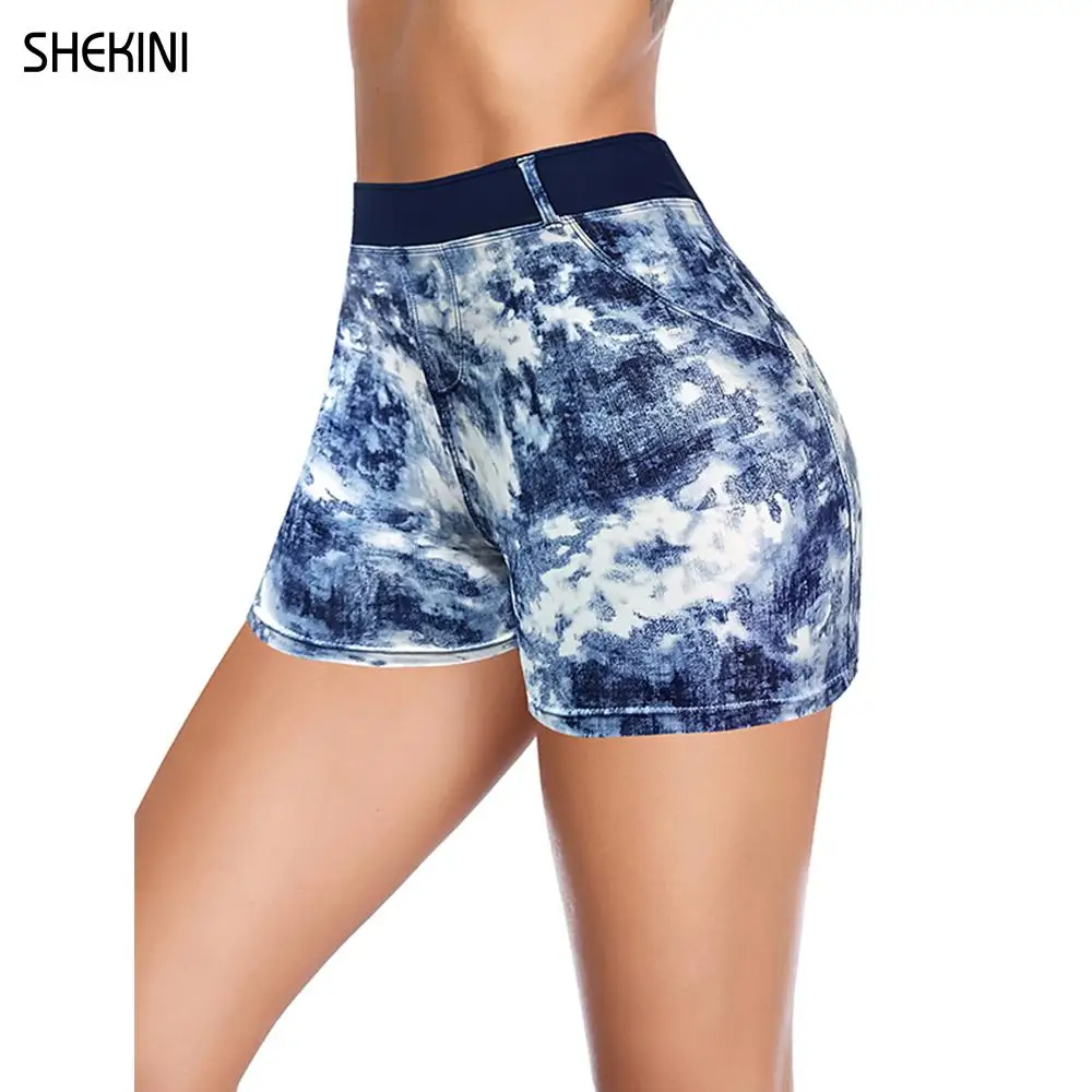 SHEKINI Women Denim Print Board Shorts 