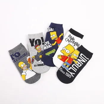 

Spring Fashion Women Boat Socks Korean Cotton Trend Cartoon Beer Letter Personality Simpson Happy Funny Socks Kawaii Low Help