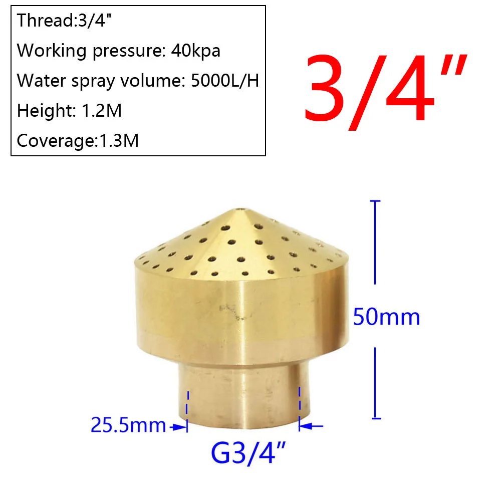 1/4 1/2 3/4 1 1.5 inch Thread Fountain Nozzle Garden Decorative Outdoor Water Fountain Pond  Adjustable Brass Sprinklers 