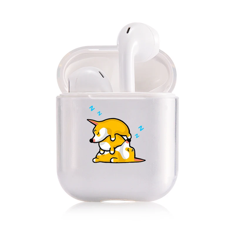 I201259 Жесткий прозрачный чехол для наушников Apple airpods 1 чехол Роскошные домашние животные собака корги прозрачный Air Pods чехол для Airpods 2 защитный чехол - Цвет: I201259