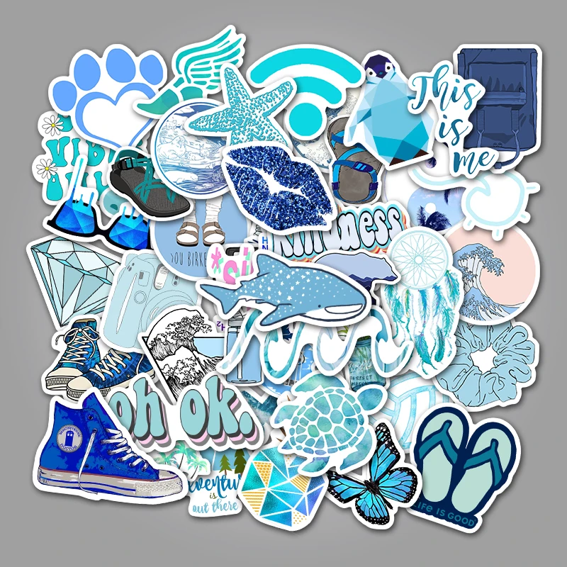AZ085(50pcs) 50 шт. мультфильм Синий VSCO стикер s для Chidren игрушки водонепроницаемый стикер для DIY чемодан ноутбук велосипедный шлем автомобиля стикер s - Цвет: AZ085(50pcs)