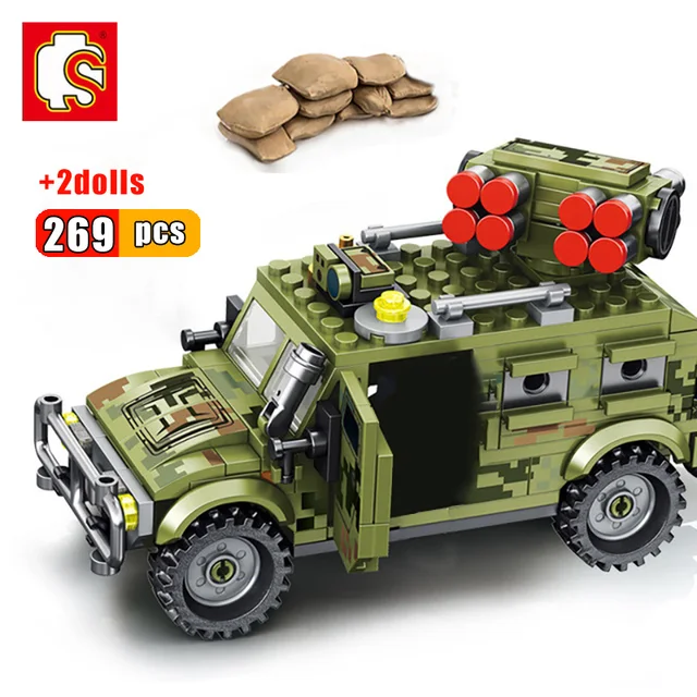 SEMBO Military Panzer Tank Vehicle Model Building Blocks WW2 Army Weapon Action Soldier Figures Enlighten Bricks Toys For Kids 2