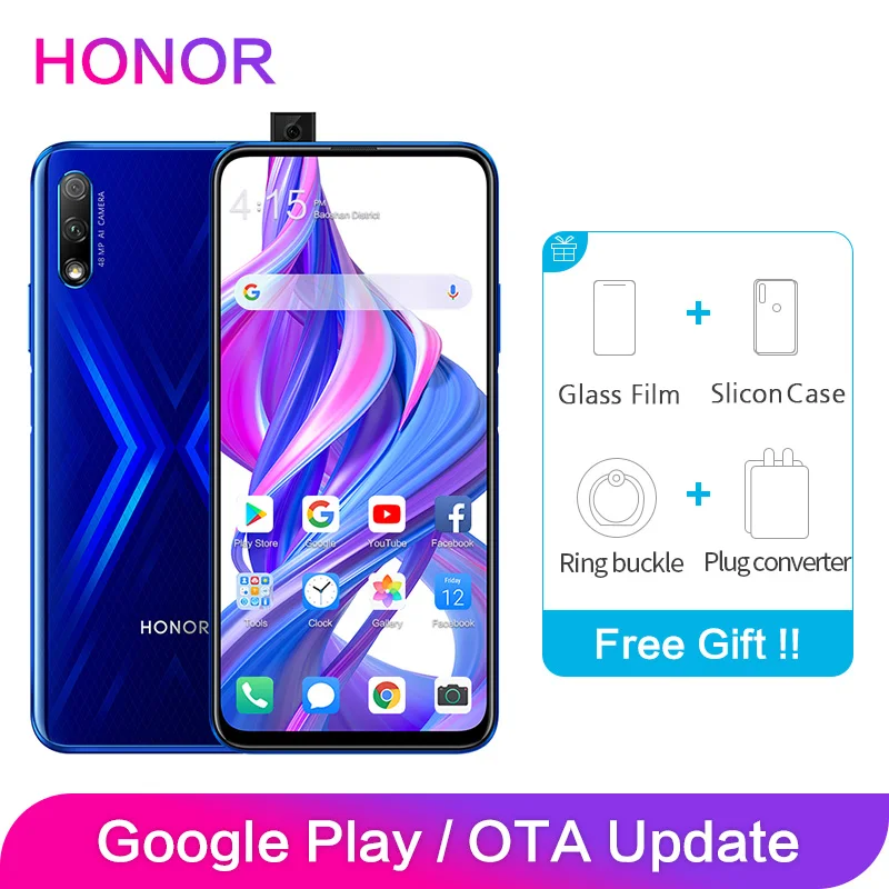 Honor 9X глобальная ПЗУ 4 Гб 64 128 ГБ 48MP две камеры 4000 мАч GPU Kirin 810 Восьмиядерный 6 59