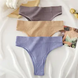 FINETOO Women's Panties Seamless High Waisted Thongs Woman Comfortable Briefs 9 Colors S-XL Sexy Underpants For Women