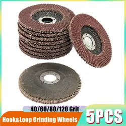 5 disques abrasifs à lamelles, 115/125mm, 4.5/5 ", grain 40/60/80/120, pour meuleuse d'angle, outils en bois 