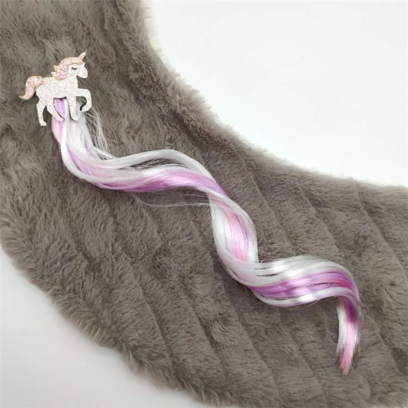 Cute Girls Hairpin Child Twist Hair Clip Simple Barrette Unicorn Cartoon Hair Rope Accessories Kids Wig Rope Hair Head Wear - Цвет: Розовый