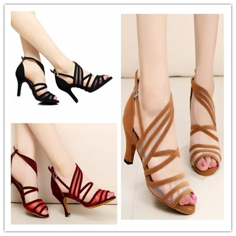 

Red Samba Tango Kizomba Dance shoes Soft Sole Women Ballroom Latin Dance Shoes Black Salsa Shoes High heels 6/7.5/8.5cm