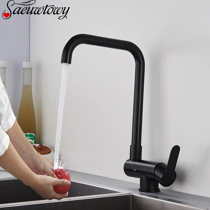 Black 360 °Folding Rotatable Kitchen Faucet Basin Hot And Cold Water Outlet Deck Installation Tap kitchen Crane | Обустройство дома