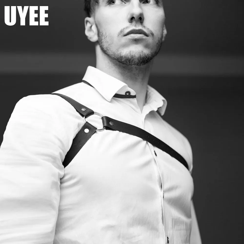 UYEE кожаный ремень для мужчин ремни для мужчин готические Подвески модные Наплечные ремень чулки цепь Harajuku сексуальный интимный бондаж панк - Цвет: LM-005