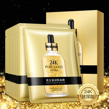 

5Pcs 24K Gold Hyaluronic Acid Facial Essence Mask Moisturizing Whitening Hydrogel Skin Anti Aging Whitening Wrinkle Lifting Mask