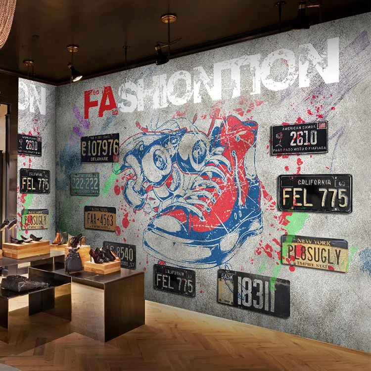 Us 1159 38 Di Scontofoto Carta Da Parati Graffiti Di Strada Di Carta Da Parati Negozio Di Abbigliamento Casual Bar Cafe Retrò Personalità Di