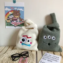 Корейский стиль, плюшевая сумка, мультяшная ручная сумка, вышитый жилет, овечья шерсть, кашемир, женская сумка, милые повседневные сумки для девушек