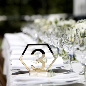 

FESTNIGHT 1-20 Signs Hexagon Table Numbers with Base for Wedding Party Decor Supplies Acrylic Restaurant Wedding Table Numbers