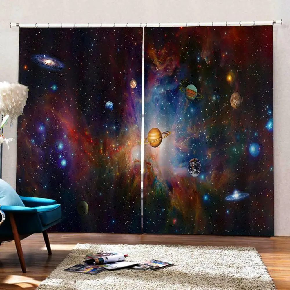 stars curtains Luxury Blackout 3D Window Curtains For Living Room Bedroom Starry sky curtains Blackout curtain