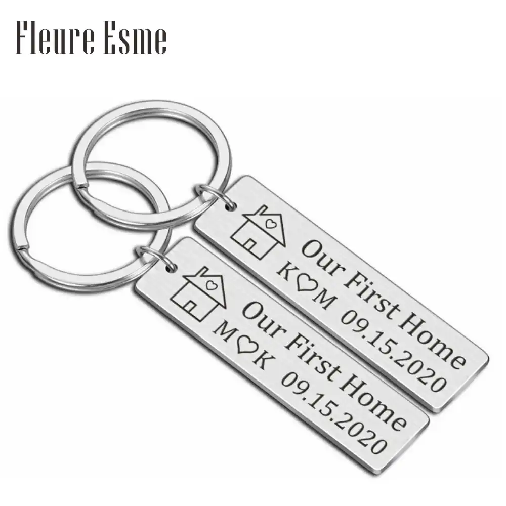 Notre Premier Porte Cles Personnalise Pour Couple Date Et Initiales Romantique Cadeau D Anniversaire De Saint Valentin Cadeau D Amour Pour Les Familles Aliexpress