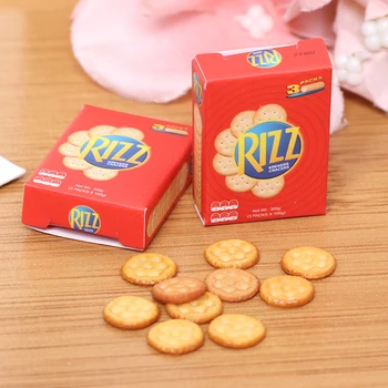 

New 2pcs Mini 1/6 Scale Miniature Dollhouse Cookies with Boxes Pretend Play Food