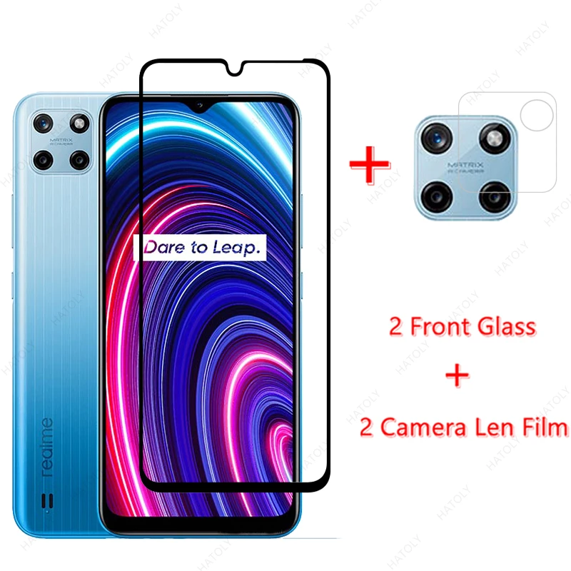 

4-in-1 Glass for Realme C25Y Tempered Glass for OPPO Realme C25Y C25 C25s C21 C20 C17 C15 C12 C11 Front Film Screen Protector
