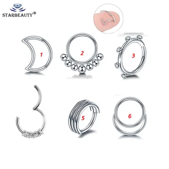 1PC Steel Hinged Segment Nose Ring 16G Titanium Nipple Clicker Ear Cartilage Tragus Helix Lip Piercing Unisex Fashion Jewelry16g
