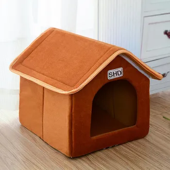 

Removable Washable Foldable Warm Soft Winter Pet Cat Kitten Dog Puppy Sleeping Bed Nest House with Non-slip Bottom Size M