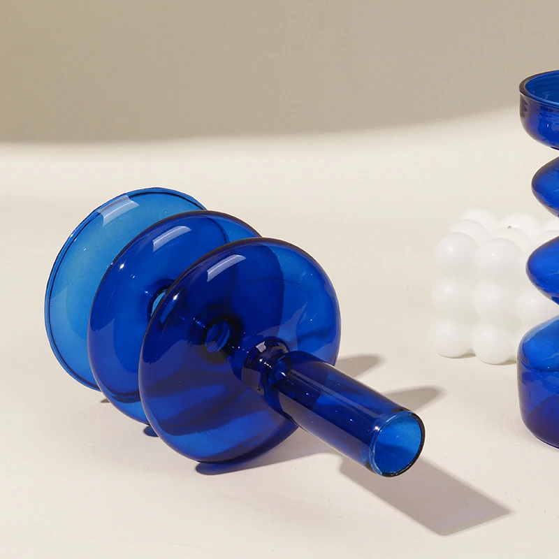 Blue Candle Holders Hydroponic glass vase Candlesticks for Dinner Wendding Party decoration Romantic candle holder home decor - Image 4