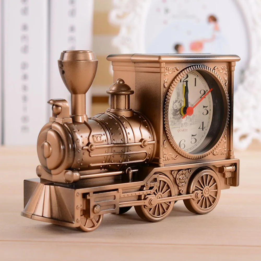 Alarm Clock Retro Style Train Table Desk Clock Bedroom Locomotive Mechanicals