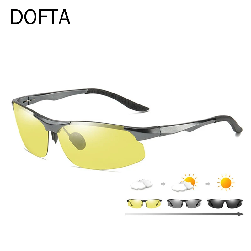 

DOFTA Photochromic Polarized Sunglasses Men Aluminum Magnesium Driving Glasses Male Day Night Vision Driver Goggles Yellow 518