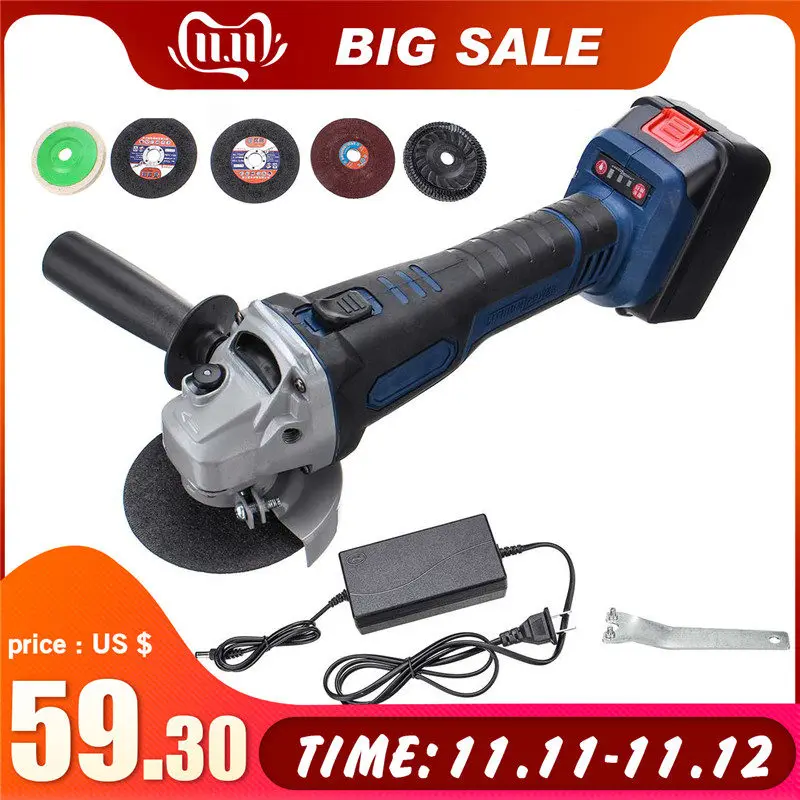 Online Recargable inalámbrico sin escobillas eléctrico 218VF 29800mAh amoladora angular con 5 uds disco de corte de desmotado pulido para carpintería