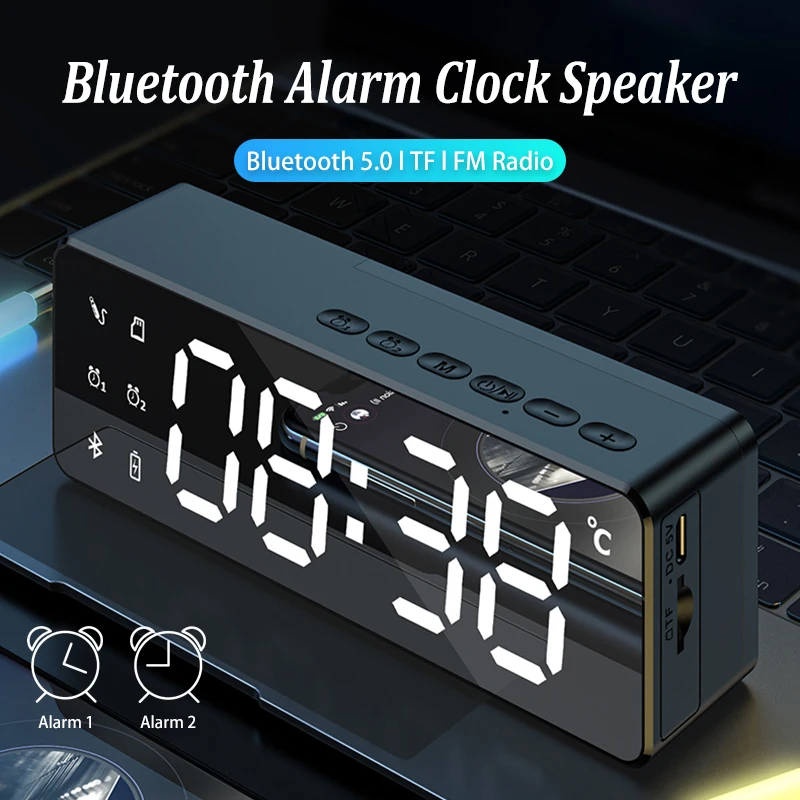 Портативный Bluetooth-динамик с часами FM-радио TF AUX | Электроника