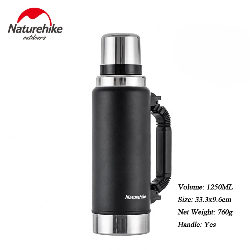 Naturehike бутылка для воды 750-1000 мл велосипедная бутылка 304 нержавеющая сталь теплая матовая поверхность горшок наружная портативная бутылка для воды - Цвет: 1250ML