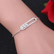 Нежный Подвижный Кристалл Камень кубического циркония браслет белого золота цвет женщин девушек цепи ювелирные изделия