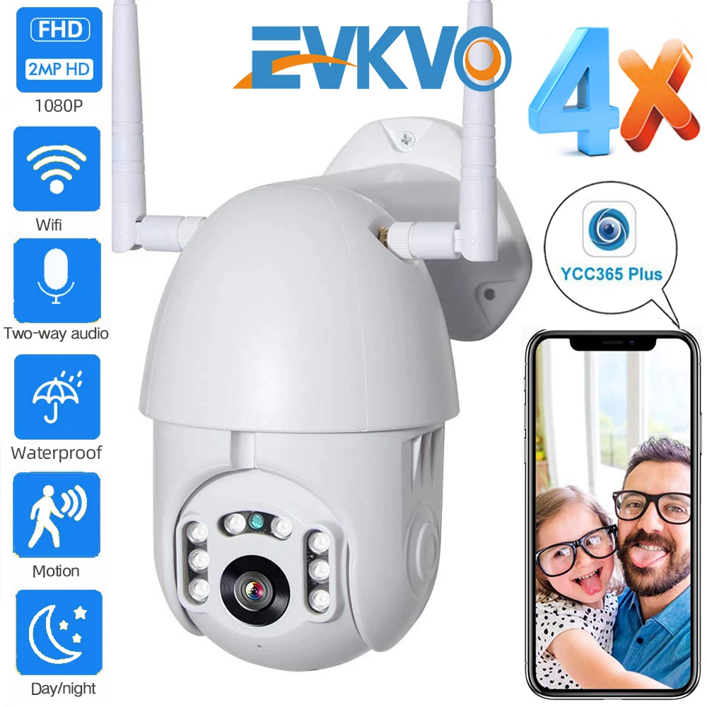 

EVKVO 1080P IP Camera WiFi Wireless Auto Tracking 4X PTZ Speed Dome Camera Outdoor CCTV Security Surveillance Waterproof Camera