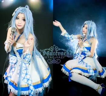 

GRANBLUE FANTASY Game Anime Super Star Lyria Ruria Dress Cosplay Costume Custom Sexy Hater Neck Plaid Short Sleeve Dress