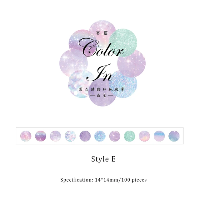 Mr.Paper 14*14mm Hard Candy Dot Color Washi Journaling Writing Memory Washi Tape Deco Gift Label Ins Masking Tapes Easy to Tear E