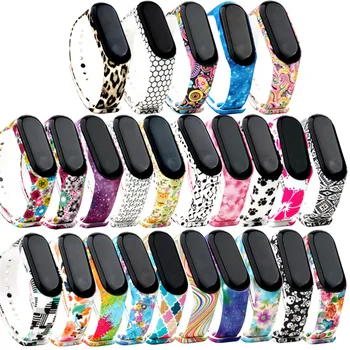 Strap For Xiaomi Mi Band 4 3 5 6 watch band Creative graffiti style Silicone bracelet replacement For XiaoMi band 4 5 Wristband 1
