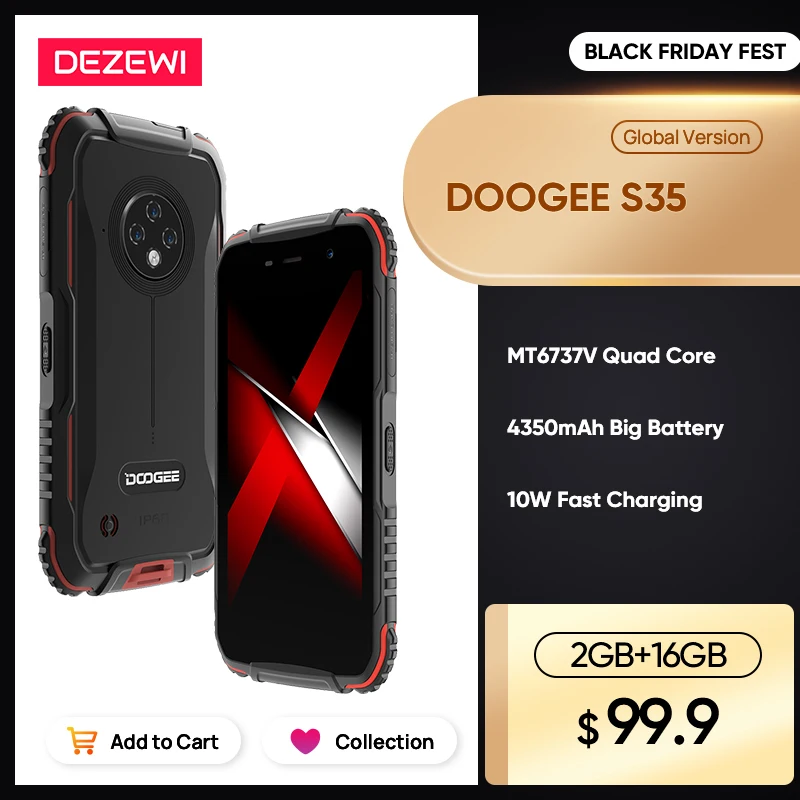 Смартфон DOOGEE S35 в усиленном корпусе тройная камера 13 МП четырехъядерный