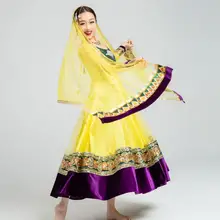 Индийский сари женщина девушка красивый принт танцевальный костюм Индийский стиль представление Анна платье принцессы