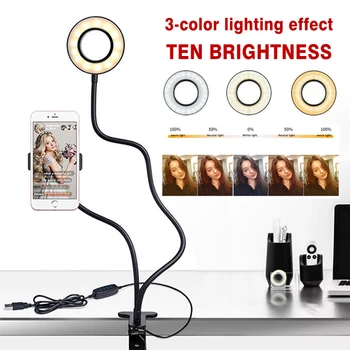 

Dimmable LED Selfie Ring Light with Cell Phone Mobile Holder Live Stream With Stand Tripods for Youtube Makeup Video Live Studio