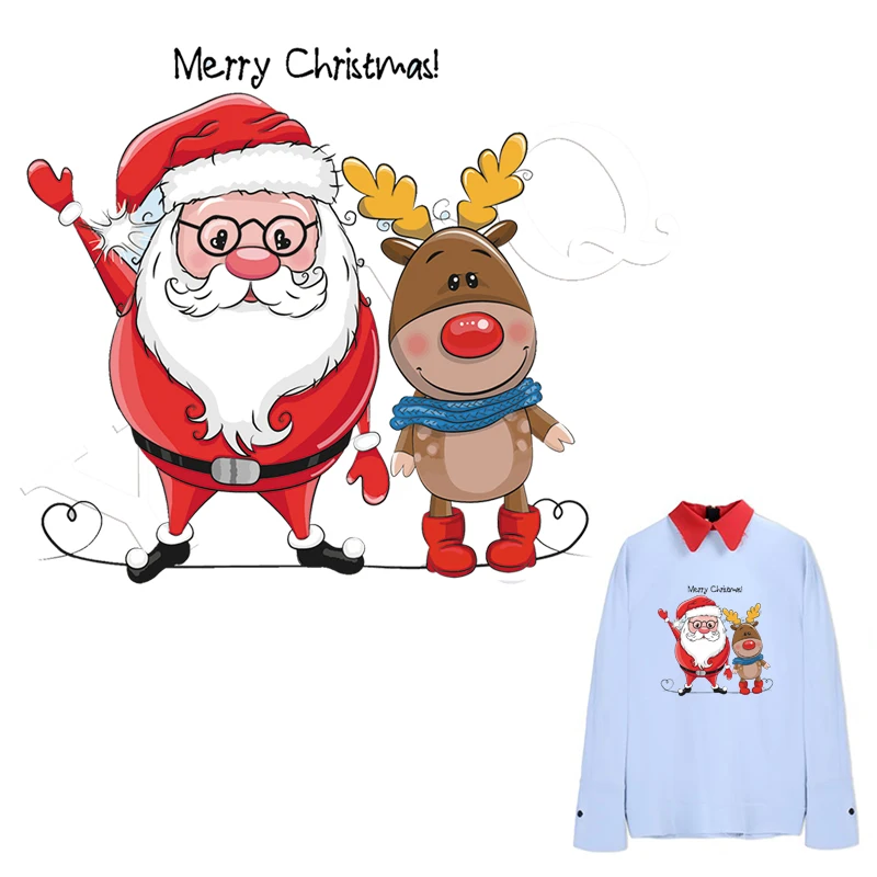 Нашивки для одежды Merry Christmas моющиеся Стикеры с утюгом перекачки тепла модные