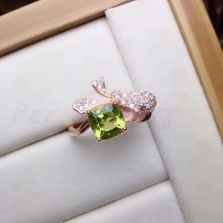 Кольцо из перидота 1.7ct драгоценный камень натуральный настоящий Перидот кольцо 925 стерлингового серебра ювелирные кольца ручной работы# R991615