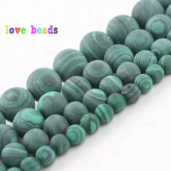 

4/6/8/10/12mm Matte Green Machalite Round Beads Natural Stone Beads for Jewelry Making DIY Bracelet 15" Perles Minerals Beads