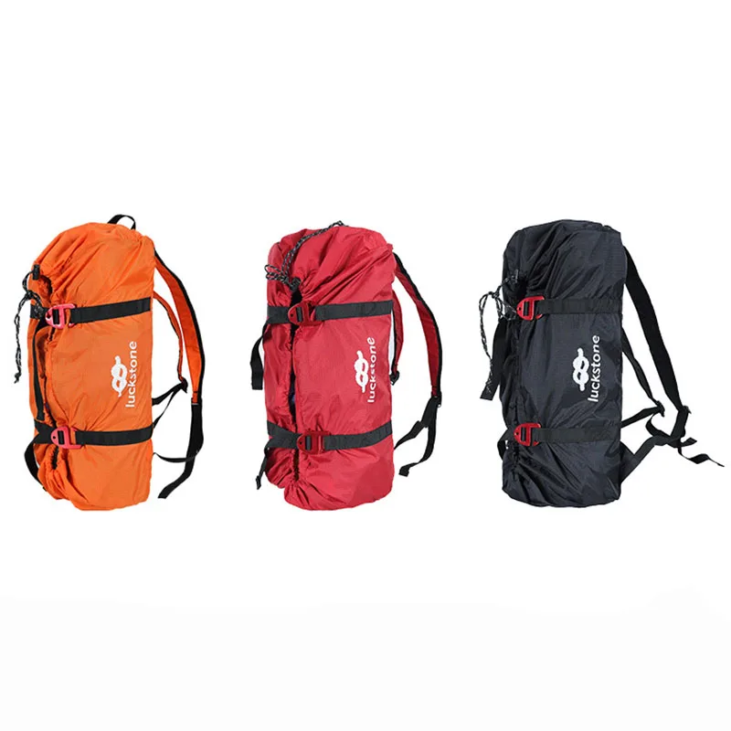 Baratos Bolsas de cuerda de escalada correa para hombro cuerdas bolsa de almacenamiento al aire libre Camping Rock montañismo plegable portátil ajustable impermeable