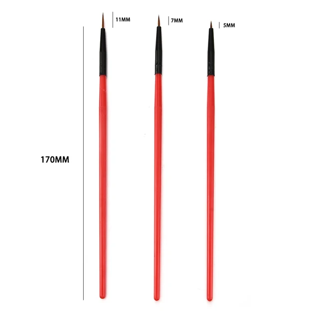 3Pcs Acrylic French Stripe Nail Art Liner Brush Set 3D Tips Manicure Ultra-thin Line Drawing Pen UV Gel Brushes Painting Tools TD797